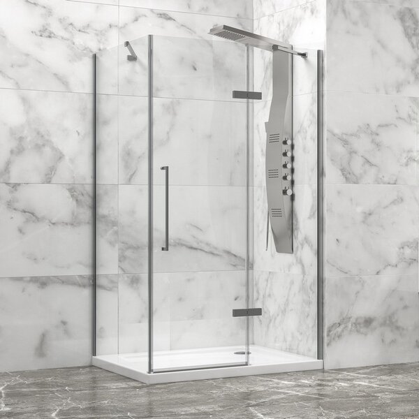 Kamalu box doccia 70x70 telaio acciaio spazzolato porta battente | kt1000sas