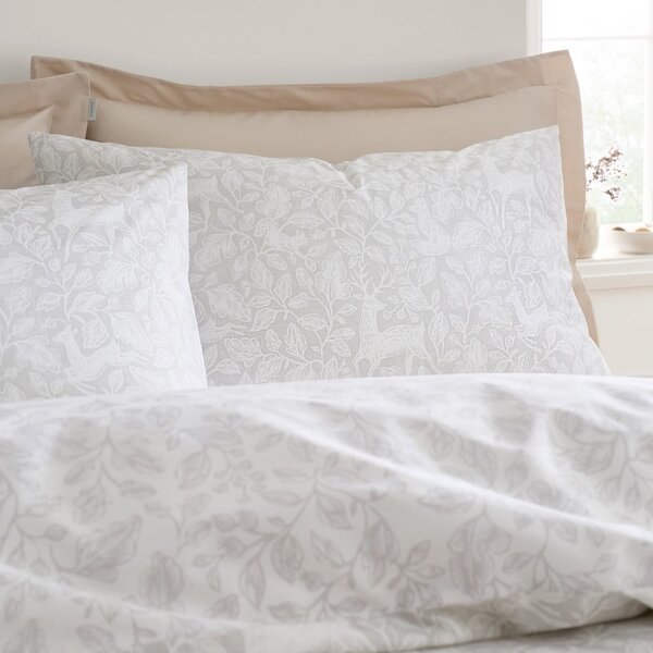 Set copripiumino e federa greige in cotone per letto matrimoniale 200x200 cm Woodland – Bianca