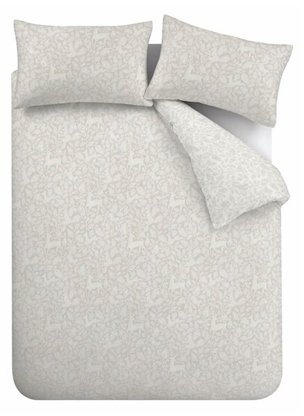 Set copripiumino e federa greige in cotone per letto matrimoniale 200x200 cm Woodland – Bianca