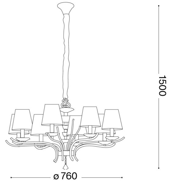 Ideal Lux - Lampadario a sospensione con catena PEGASO 8xE14/28W/230V diametro 76 cm cromo lucido