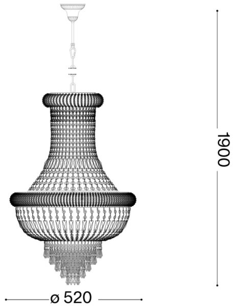 Ideal Lux - Lampadario di cristallo a sospensione con catena DUBAI 10xE14/28W/230V diametro 52 cm cromo