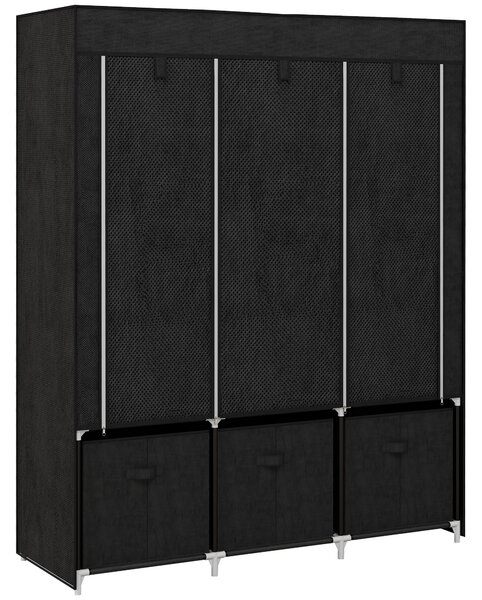 HOMCOM Armadio in Tessuto Salvaspazio, Guardaroba Pieghevole con Ripiani e Cassetti, Ante Avvolgibili con Zip, 125x43x162.5cm, Nero | Aosom Italy