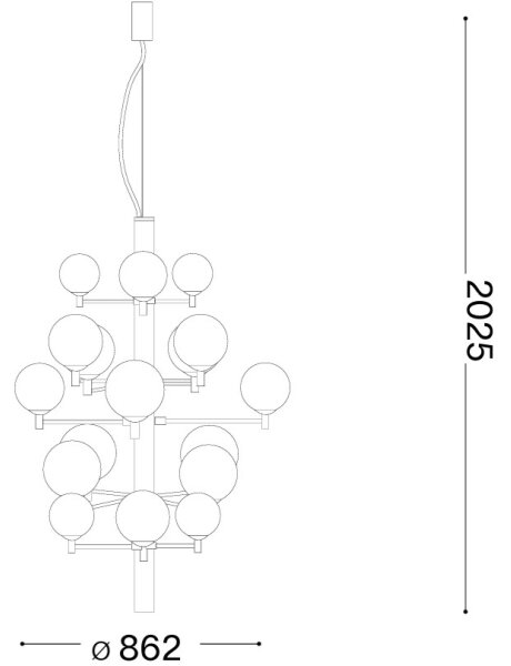 Ideal Lux - Lampadario LED a sospensione con filo COPERNICO 20xG9/3W/230V diametro 86 cm nero