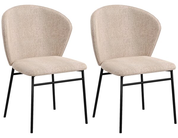 HOMCOM Set 2 Sedie Sala da Pranzo in Acciaio e Tessuto Effetto Lino, Seduta Imbottita, Schienale Curvo, Marrone Chiaro | Aosom Italy