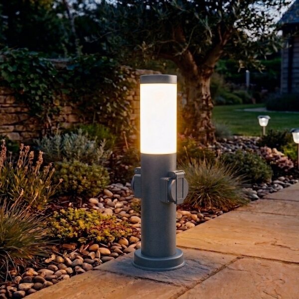 Brilagi - Lampada da esterno con 2 prese SCHUKO NOVA, 1x E27/15W/230V, 40 cm, IP44, antracite