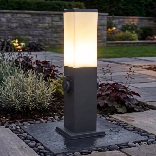 Brilagi - Lampada da esterno con 2 prese SCHUKO NOVA 1xE27/15W/230V 40 cm IP44 antracite