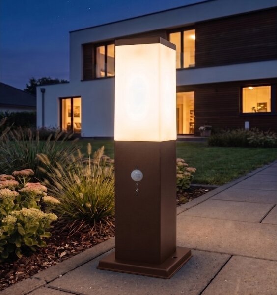 BRILAGI - Lampada da esterno con sensore NOVA 1xE27/15W/230V 40 cm IP44 marrone