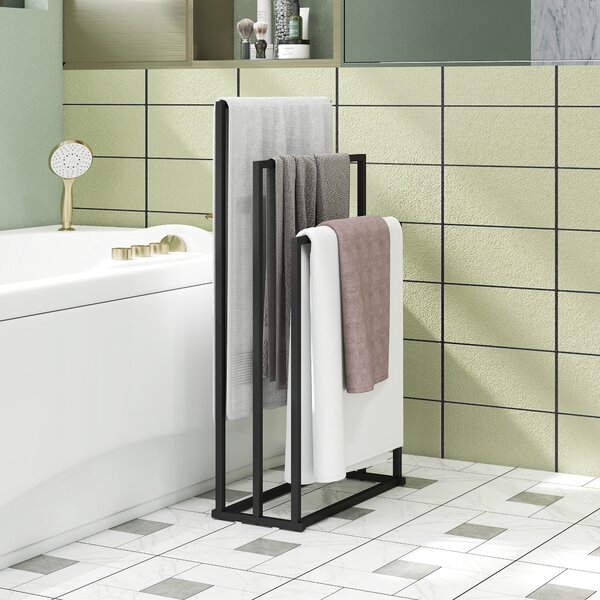 HOMCOM Portasciugamani da Terra a 3 Bracci Autoportante in Acciaio, 45x21.5x85 cm | Aosom Italy