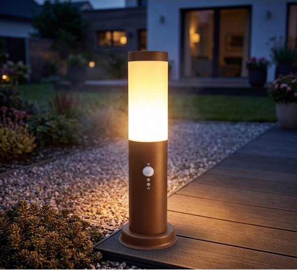 Brilagi - Lampada da esterno con sensore NOVA 1xE27/15W/230V 40 cm IP44 marrone
