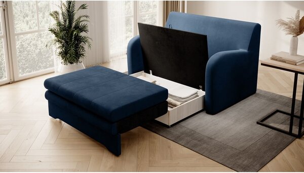 Divano blu allungabile e rivestimento in velluto 130 cm Ario – ELTAP