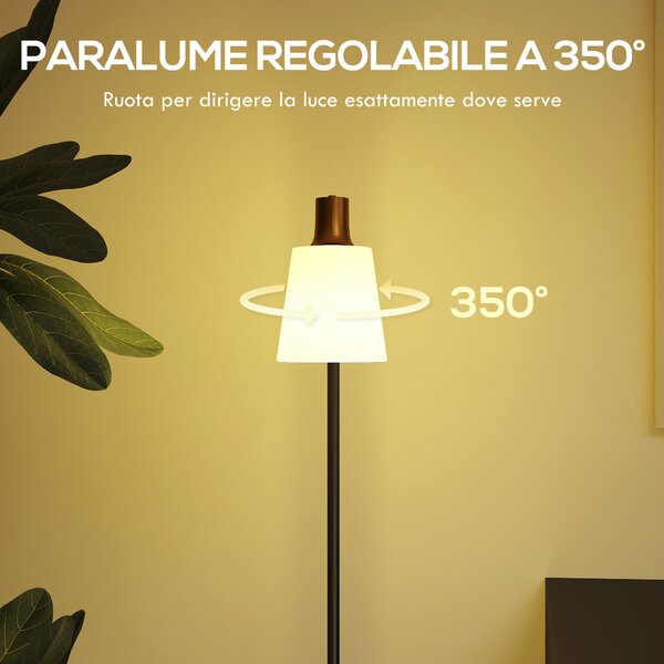 HOMCOM Lampada da Terra LED con Testa Girevole a 350°, Regolazione Temperatura del Colore 3000K/4000K/6500K, Nero | Aosom Italy