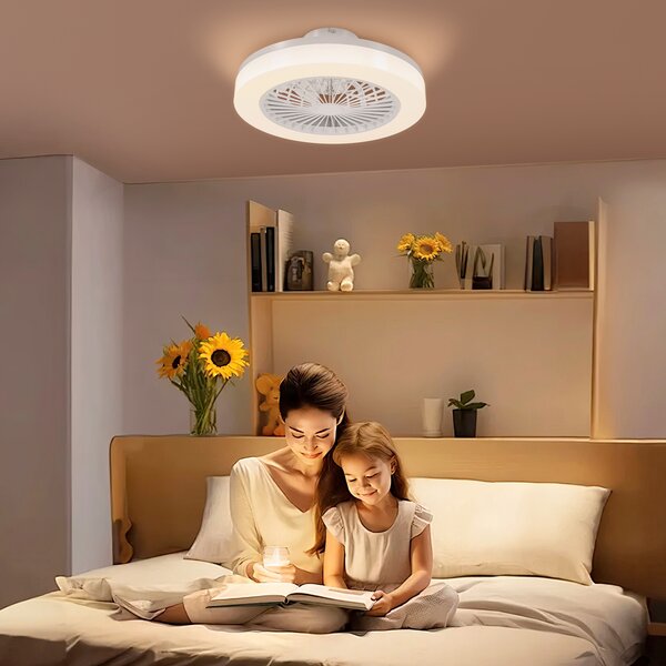 HOMCOM Ventilatore a Soffitto con Luce LED Regolabile e 6 Velocità, in Plastica e Acrilico, Ø46x16 cm, Bianco | Aosom Italy