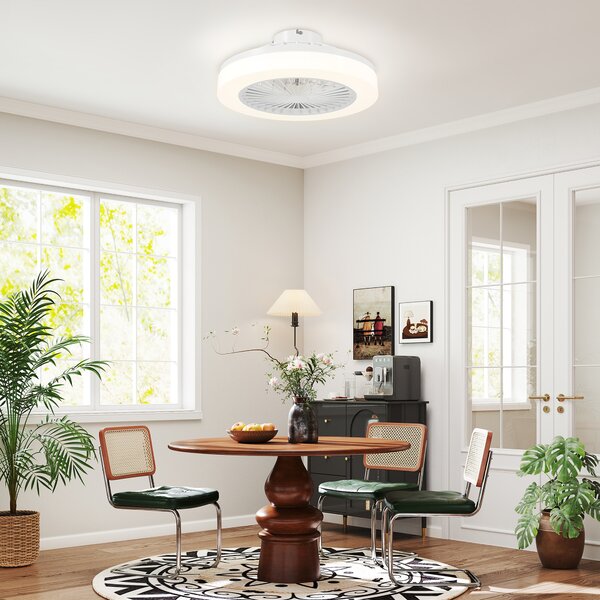 HOMCOM Ventilatore a Soffitto con Luce LED Regolabile e 6 Velocità, in Plastica e Acrilico, Ø46x16 cm, Bianco | Aosom Italy
