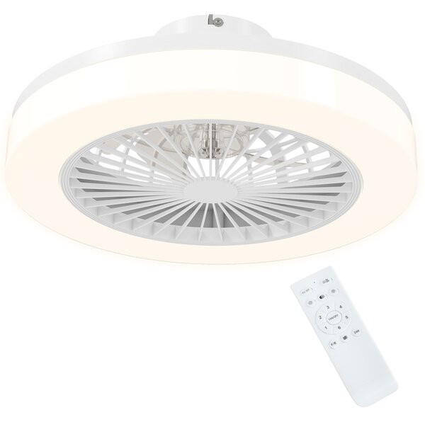 HOMCOM Ventilatore a Soffitto con Luce LED Regolabile e 6 Velocità, in Plastica e Acrilico, Ø46x16 cm, Bianco | Aosom Italy