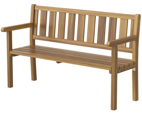 Outsunny Panchina da Giardino da 2 Posti Legno di Abete a Doghe, 150x57x93 cm, Color Teak | Aosom Italy