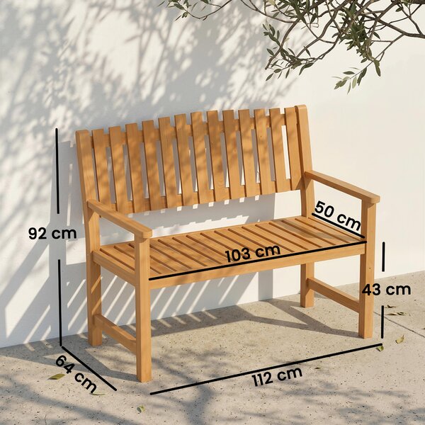 Outsunny Panchina da Giardino 2 Persone, Legno Acacia FSC, Seduta e Schienale a Doghe, Naturale | Aosom Italy