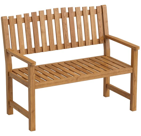 Outsunny Panchina da Giardino 2 Persone, Legno Acacia FSC, Seduta e Schienale a Doghe, Naturale | Aosom Italy