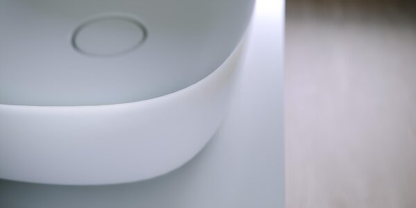 Lavabo Kolpa ALEXIS, modello LUX 380 ON, in materiale KERROCK, finitura lucida
