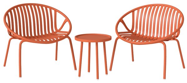 Outsunny Set bistrot 3 pezzi in metallo per esterno, Rosso mattone | Aosom Italy