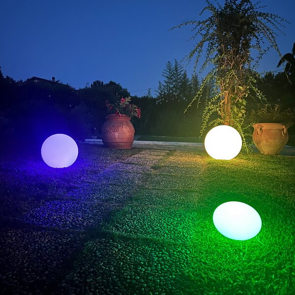 Sfera Led Oval Ball luminosa decorativa da giardino 1W RGBW 20×14 cm IP67 a batteria 1 lampada Piccola V-TAC