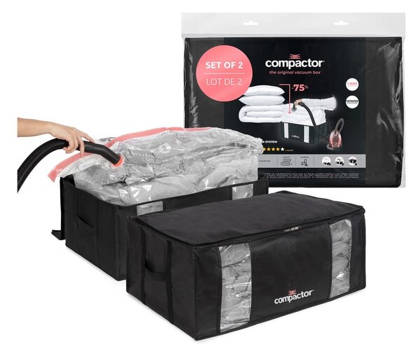 Set di organizer per vestiti sottovuoto/rinforzati in tessuto 2 pz 65x45x27 cm Black Edition – Compactor