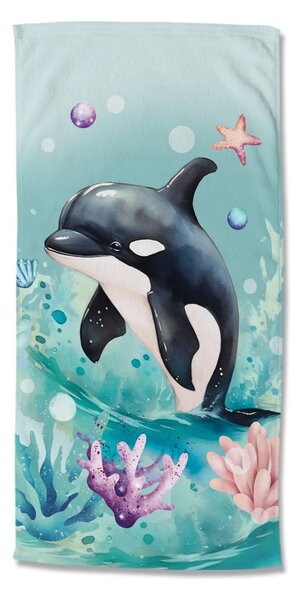 Telo mare da bambini blu in velluto 75x150 cm Splash – Good Morning