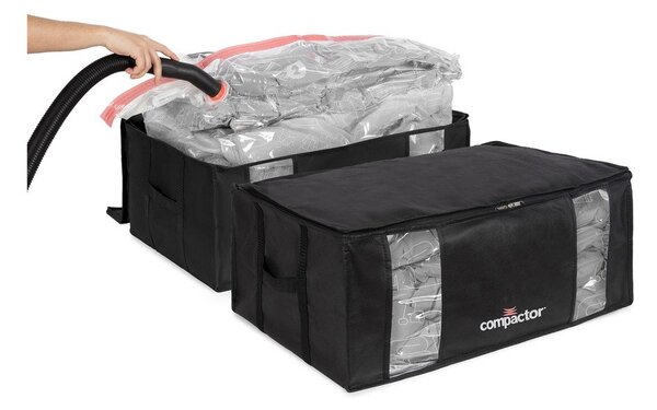 Set di organizer per vestiti sottovuoto/rinforzati in tessuto 2 pz 65x45x27 cm Black Edition – Compactor