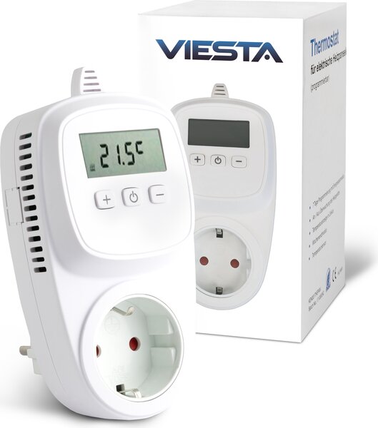 VIESTA® TH12 Termostato per presa WiFi 230 V/3600 W – Controllo tramite app, programma settimanale, protezione antigelo, memoria EEPROM – per riscaldamenti e apparecchi elettrici