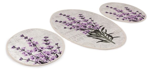 Set di tappetini per il bagno viola/beige 3 pz 60x100 cm Lavender – Foutastic