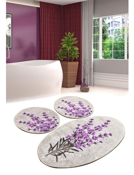 Set di tappetini per il bagno viola/beige 3 pz 60x100 cm Lavender – Foutastic