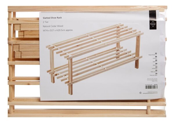 Scarpiera colore naturale chiaro in abete massiccio 74x30x27 cm Parker – Premier Housewares