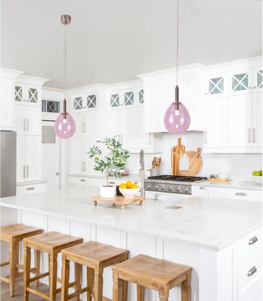 Lampadario LED viola con paralume in vetro Lukka – Candellux Lighting