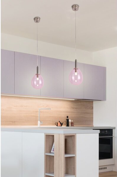 Lampadario LED viola con paralume in vetro Lukka – Candellux Lighting
