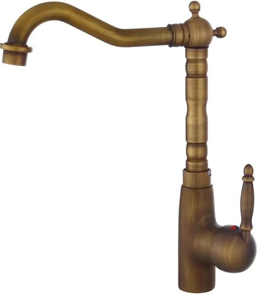 Rubinetteria per bagno - Miscelatore monocomando - Montaggio a parete - Corpo in ottone - Otturatore in ottone - Design retrò - Finitura ottone