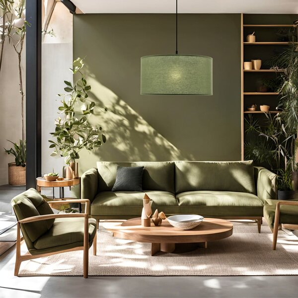 Lampadario verde con paralume in tessuto ø 40 cm Shanti – Candellux Lighting