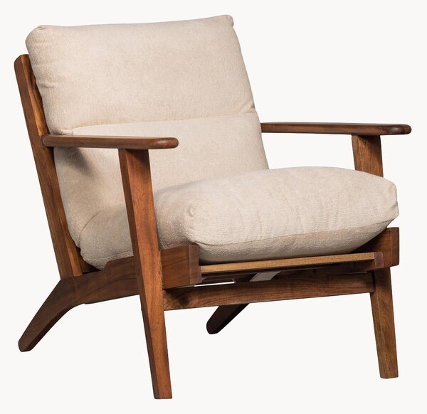 Poltrona in legno di acacia e bouclé Houston