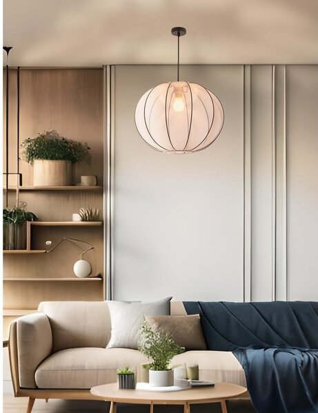 Lampadario bianco con paralume in tessuto ø 52 cm Mellow – Candellux Lighting