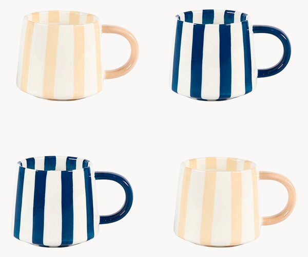 Set di 4 tazze in ceramica a righe Twine