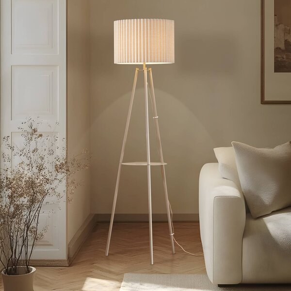 Lampada da terra Libbie Lindby, Crema / Ambra, Soggiorno / Sala da pranzo, Tessuto / Stoffa / Seta, Scandinavo, Lampada da terra