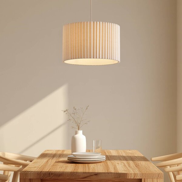 Lampada a sospensione Libbie Lindby, dimmerabile, Crema / Ambra, Soggiorno / Sala da pranzo, Tessuto / Stoffa / Seta, Scandinavo, Lampada a sospensione