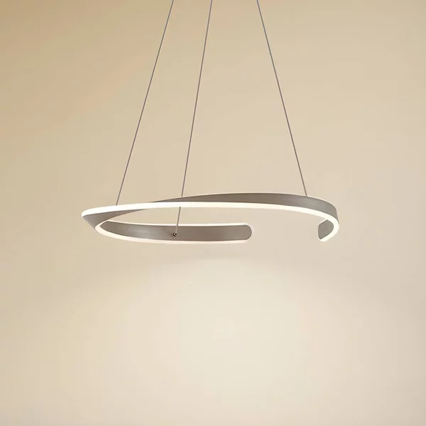 Lucande Lampada LED a sospensione Eloura, argento, Ø58cm, metallo, CCT Eloura, Alluminio / Grigio / Zincato, Soggiorno / Sala da pranzo, Metallo, Moderno