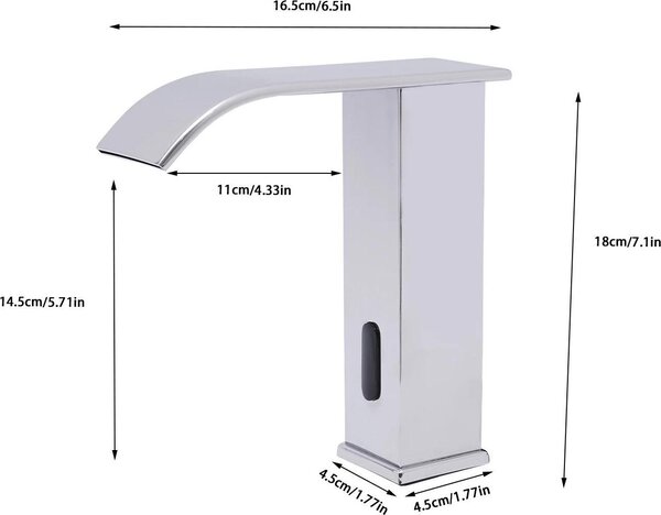 Rubinetto senza contatto per bagno - Miscelatore lavabo - Sensore IR automatico - Bocca a cascata - Acqua calda e fredda - Acciaio inossidabile 304/rame - Bianco