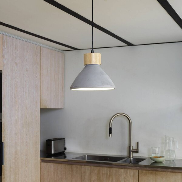 OSRAM Lampada a sospensione CONCRETE WOOD, dimmerabile, Alluminio / Grigio / Zincato, Soggiorno / Sala da pranzo, calcestruzzo / cemento, Giovanile, Lampada a sospensione