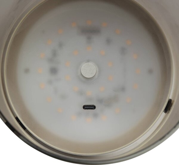 Brilliant Lampada da tavolo a LED Lumeo, dimmerabile, Alluminio / Grigio / Zincato, Soggiorno / Sala da pranzo, Vetro, Lampada da tavolo LED