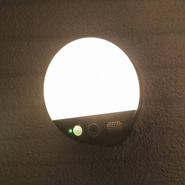 OSRAM SMART+ applique da esterno WiFi ROUND, telecamera, sensore, grigio dimmerabile, Alluminio / Grigio / Zincato, Plastica, Moderno