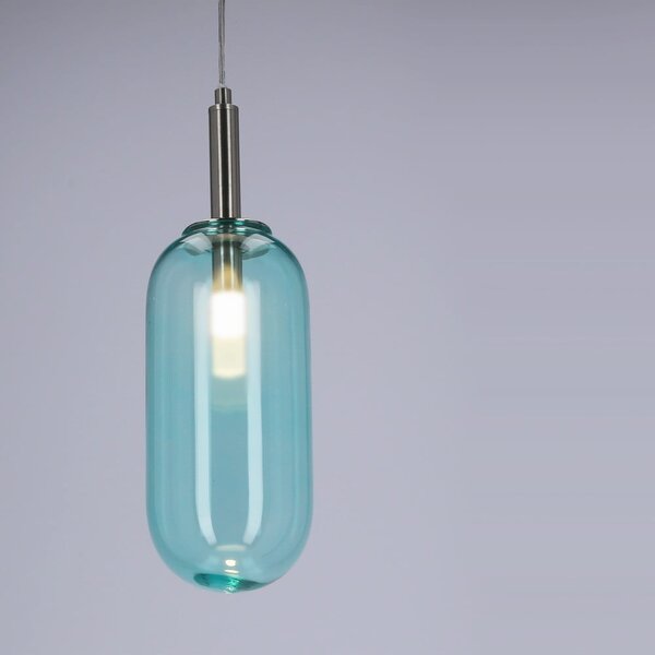 Lampadario LED blu con paralume in vetro ø 13 cm Fiuggi – Candellux Lighting
