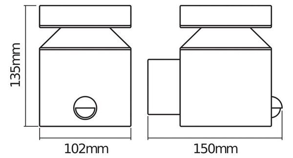 OSRAM LED-Sensor-applique da esterni LED ENDURA STYLE CYLINDER, acciaio CYLINDER, Alluminio / Grigio / Zincato, Acciaio Inox, Moderno