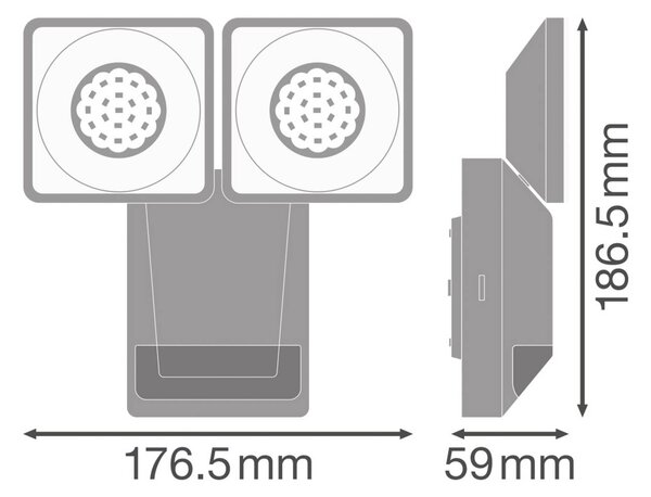 OSRAM Faretto da esterno con sensore LED ENDURA PRO, grigio, IP55 PRO, Alluminio / Grigio / Zincato, Plastica, Lampada LED da esterni
