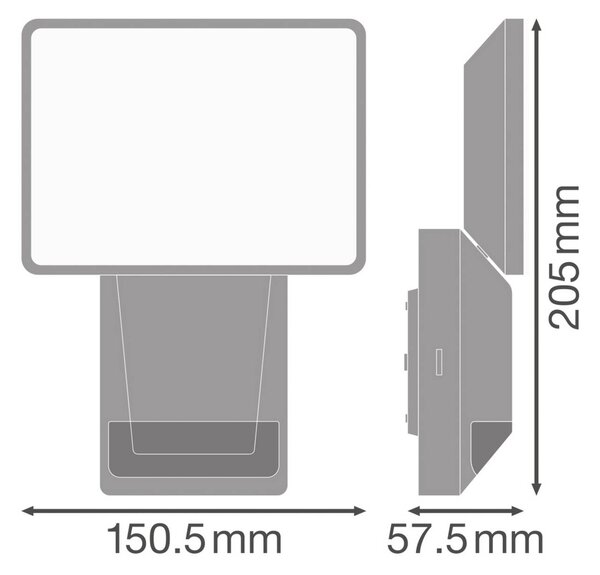 OSRAM Faretto da esterno con sensore LED ENDURA PRO FLOOD, grigio, 15 W FLOOD, Alluminio / Grigio / Zincato, Plastica, Lampada LED da esterni