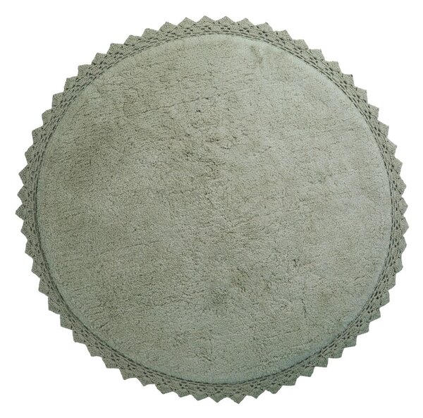 Tappeto rotondo verde in cotone lavabile e tessuto a mano ø 110 cm Perla Olive – Nattiot